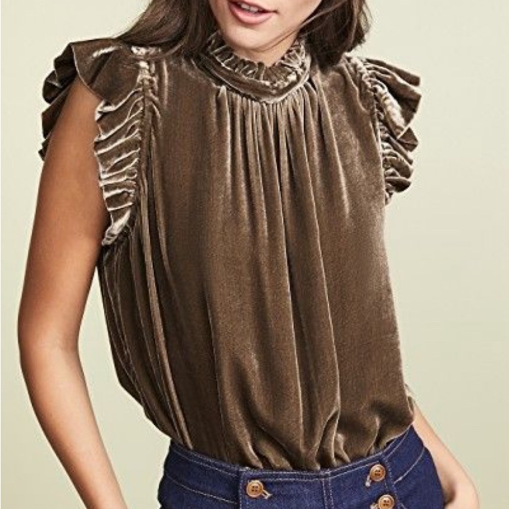 ULLA JOHNSON crushed velvet brown size 6 shirt. Brand new!!!